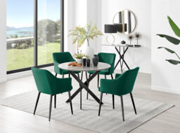 Novara Grey Concrete Effect Black Leg Round Dining Table & 4 Calla Black Leg Chairs - thumbnail 2