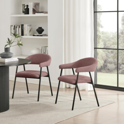 2x Delos Dusky Pink Fabric Dining Chairs - thumbnail 1