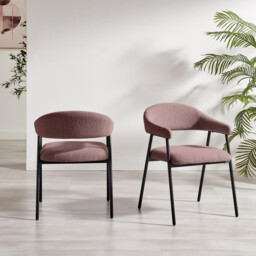 2x Delos Dusky Pink Fabric Dining Chairs - thumbnail 3