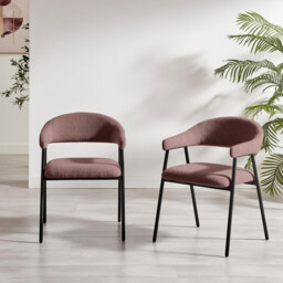 2x Delos Dusky Pink Fabric Dining Chairs - thumbnail 2