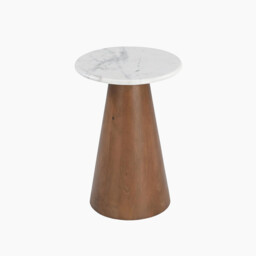 Etna Round Walnut Wood & Marble Side Table - thumbnail 3