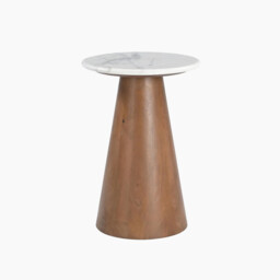 Etna Round Walnut Wood & Marble Side Table - thumbnail 2