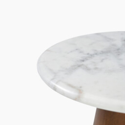 Etna Round Walnut Wood & Marble Side Table - thumbnail 4