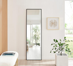 Emma Black Large Full Length Rectangle Wall Mirror 170x50cm - thumbnail 4
