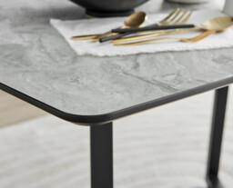 Carson Rectangular White Marble Effect and Black Metal 4 Seater Dining Table - thumbnail 4