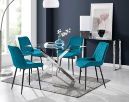 Leonardo 4 Table and 4 Pesaro Black Leg Chairs - thumbnail 1