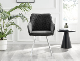 2x Falun Dark Grey Fabric Dining Chairs Silver Legs - thumbnail 4