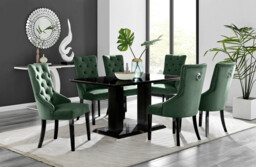 Imperia 6 Black Dining Table and 6 Belgravia Black Leg Chairs - thumbnail 2
