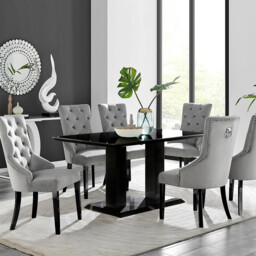 Imperia 6 Black Dining Table and 6 Belgravia Black Leg Chairs - thumbnail 3