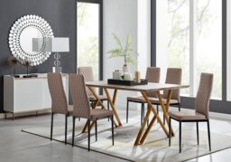 Taranto Oak Effect Dining Table and 6 Milan Black Leg Chairs