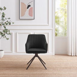 2x Calla Black Velvet Swivel Dining Chairs - thumbnail 2
