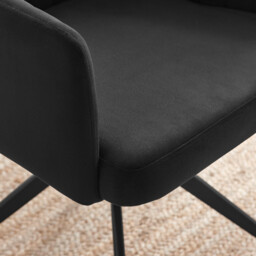 2x Calla Black Velvet Swivel Dining Chairs - thumbnail 4