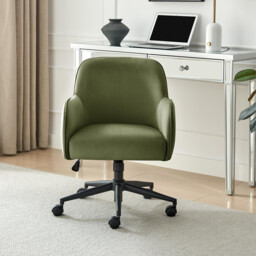 Vivienne Olive Green Velvet Swivel Office Chair - thumbnail 2