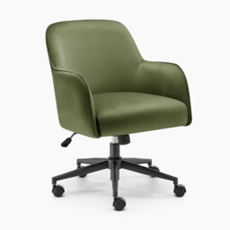 Vivienne Olive Green Velvet Swivel Office Chair - thumbnail 3