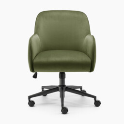 Vivienne Olive Green Velvet Swivel Office Chair - thumbnail 4