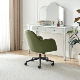 Vivienne Olive Green Velvet Swivel Office Chair - thumbnail 1