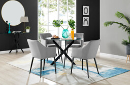 Novara Black Leg Round Glass Dining Table & 4 Calla Black Leg Chairs - thumbnail 4