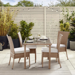 Bali Beige Rattan 4 Seat Garden Dining Set - thumbnail 2