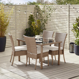 Bali Beige Rattan 4 Seat Garden Dining Set
