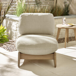1x Iko Wood & Cream Garden Accent Chair - thumbnail 3