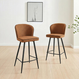 2x Catriona Terracotta Orange Fabric Bar Chairs - thumbnail 2