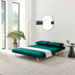 Bobby Green Velvet Double Folding Sofa Bed - thumbnail 3