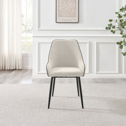 2x Beaumont Cream Fabric Dining Chairs - thumbnail 3