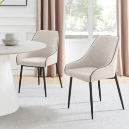 2x Beaumont Cream Fabric Dining Chairs - thumbnail 1