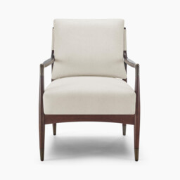 Delia Beige Fabric Mid Century Modern Accent Chair - thumbnail 4