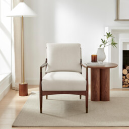 Delia Beige Fabric Mid Century Modern Accent Chair - thumbnail 2
