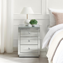 Italian 3 Drawer Mirrored Bedside Table - thumbnail 2