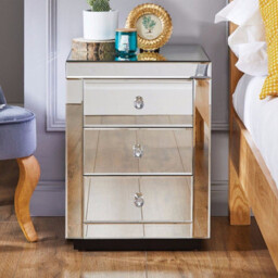 Italian 3 Drawer Mirrored Bedside Table