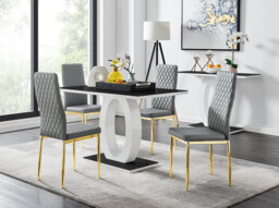 Giovani 4 Black Dining Table & 4 Gold Leg Milan Chairs - thumbnail 4