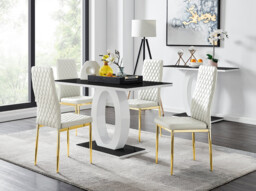 Giovani 4 Black Dining Table & 4 Gold Leg Milan Chairs - thumbnail 2