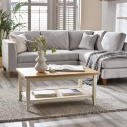 Eden Rectangular Cream and Oak Veneer Coffee Table