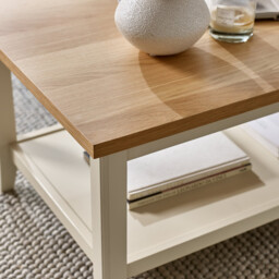 Eden Rectangular Cream and Oak Veneer Coffee Table - thumbnail 4