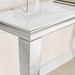 Skye White Marble Glass and Metal Console Table - thumbnail 3
