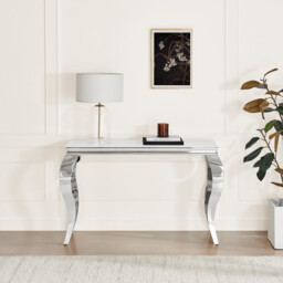 Skye White Marble Glass and Metal Console Table - thumbnail 2