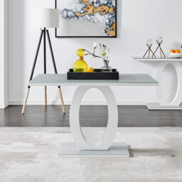 Giovani Rectangular Grey and White High Gloss Glass 4 Seater Dining Table