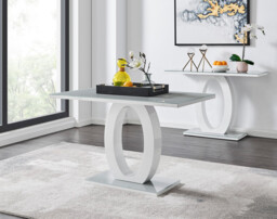 Giovani Rectangular Grey and White High Gloss Glass 4 Seater Dining Table - thumbnail 2