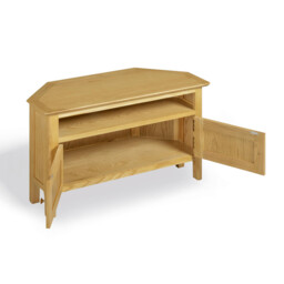 Belle Solid Oak Wood Corner TV Stand - thumbnail 4