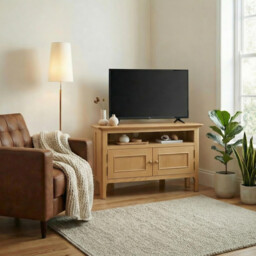 Belle Solid Oak Wood Corner TV Stand