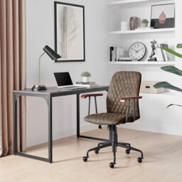 Apres Grey Faux Leather and Wood Swivel Office Chair - thumbnail 1