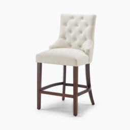 2x Belgravia Beige Fabric Bar Chairs Walnut Effect Legs - thumbnail 3