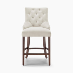 2x Belgravia Beige Fabric Bar Chairs Walnut Effect Legs - thumbnail 4