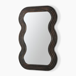 Liora Walnut Wood Medium 90x60cm Rectangle Wavy Wall Mirror - thumbnail 4
