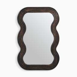 Liora Walnut Wood Medium 90x60cm Rectangle Wavy Wall Mirror - thumbnail 3