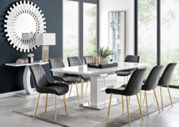 Arezzo Large Extending Dining Table and 8 Pesaro Gold Leg Chairs - thumbnail 2