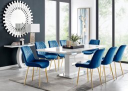 Arezzo Large Extending Dining Table and 8 Pesaro Gold Leg Chairs