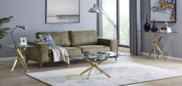 Leonardo Rectangular Glass and Gold Coffee Table - thumbnail 2